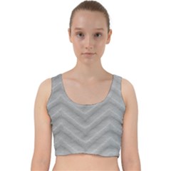White Fabric Pattern Textile Velvet Racer Back Crop Top by Sapixe
