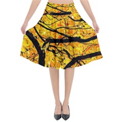 Golden Vein Flared Midi Skirt by FunnyCow