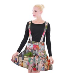 North  Korea - Propaganda Suspender Skater Skirt by Valentinaart
