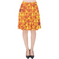 Background Triangle Circle Abstract Velvet High Waist Skirt by Nexatart