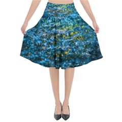 Water Color Yellow Flared Midi Skirt by FunnyCow