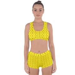 Yellow Background Abstract Racerback Boyleg Bikini Set by Nexatart