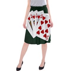 Poker Hands   Royal Flush Hearts Midi Beach Skirt by FunnyCow