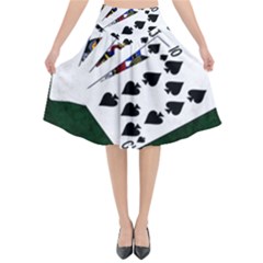 Poker Hands   Royal Flush Spades Flared Midi Skirt by FunnyCow