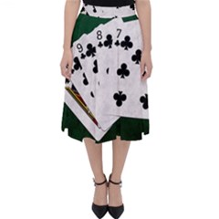 Poker Hands   Straight Flush Clubs Folding Skater Skirt by FunnyCow