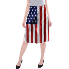 American Usa Flag Vertical Midi Beach Skirt by FunnyCow