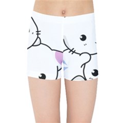 Kitty Cuddling Cat Kitten Feline Kids Sports Shorts by Sapixe