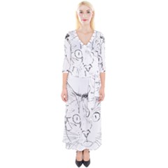 Cat Feline Animal Pet Quarter Sleeve Wrap Maxi Dress by Sapixe