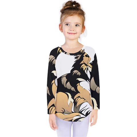 Dog Sitting Pet Collie Animal Kids  Long Sleeve Tee by Sapixe