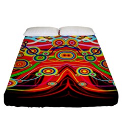 Colorful Artistic Retro Stringy Colorful Design Fitted Sheet (california King Size) by flipstylezfashionsLLC