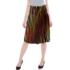 Snake In The Grass Red And Black Seamless Design Midi Beach Skirt by flipstylezfashionsLLC
