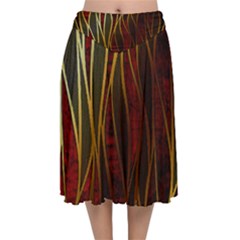 Snake In The Grass Red And Black Seamless Design Velvet Flared Midi Skirt by flipstylezfashionsLLC