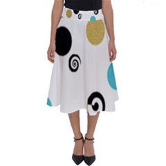 Fun Retro Blue Gold Circles  Perfect Length Midi Skirt by flipstylezfashionsLLC