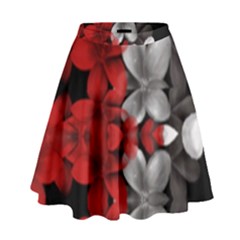Red And Black Florals  High Waist Skirt by flipstylezfashionsLLC