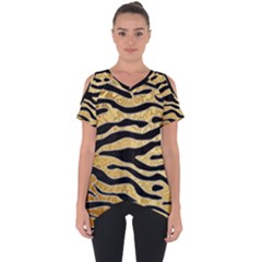 Golden Vector Embossed Golden Black Zebra Stripes Cut Out Side Drop Tee by flipstylezfashionsLLC