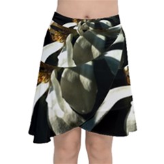 Two White Magnolia Flowers Chiffon Wrap by FunnyCow