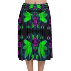 Fantasy Flowers In Moonlight Serenades Velvet Flared Midi Skirt by pepitasart