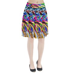 Colorful Bicycles In A Row Pleated Skirt by FunnyCow