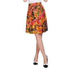Orange, Yellow Cotoneaster Leaves In Autumn A-line Skirt by FunnyCow