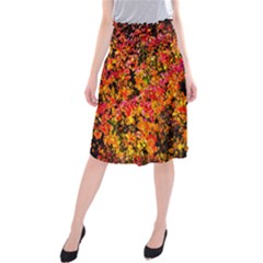 Orange, Yellow Cotoneaster Leaves In Autumn Midi Beach Skirt by FunnyCow