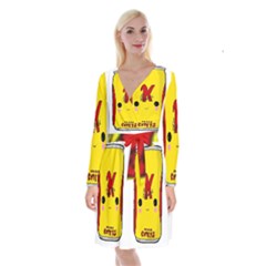 Kawaii Cute Tennants Lager Can Long Sleeve Velvet Front Wrap Dress by CuteKawaii1982
