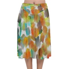 Colorful Paint Brushes On A White Background                                     Velvet Flared Midi Skirt by LalyLauraFLM