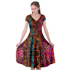 Retro Multi Colors Pattern Created By Flipstylez Designs Cap Sleeve Wrap Front Dress by flipstylezfashionsLLC