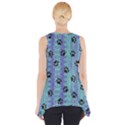 Footprints Cat Black On Batik Pattern Teal Violet Side Drop Tank Tunic View2