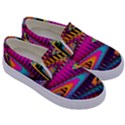 Multicolored Wave Distortion Zigzag Chevrons Kids  Canvas Slip Ons View3