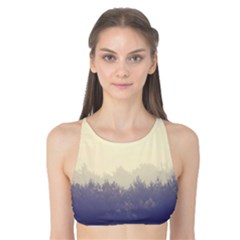Cloudy Foggy Forest With Pine Trees Tank Bikini Top by genx