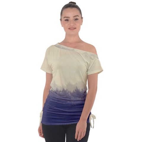 Cloudy Foggy Forest With Pine Trees Tie-up Tee by genx