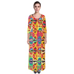 Colorful Shapes                                            Quarter Sleeve Maxi Dress by LalyLauraFLM