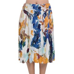Paint On A White Background                                    Velvet Flared Midi Skirt by LalyLauraFLM
