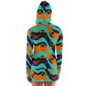 Blue orange black waves                                         Women s Long Sleeve Hooded T-shirt View2