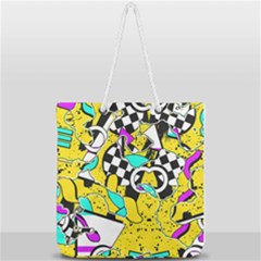 Shapes On A Yellow Background                                     Full Print Rope Handle Tote (large) by LalyLauraFLM