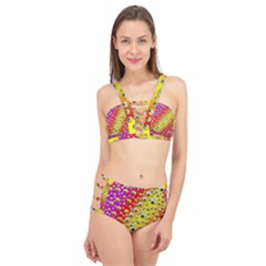 Festive Music Tribute In Rainbows Cage Up Bikini Set by pepitasart