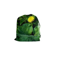 Yellow Dandelion Flowers In Spring Drawstring Pouches (small)  by FunnyCow
