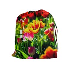 Colorful Tulips On A Sunny Day Drawstring Pouches (extra Large) by FunnyCow