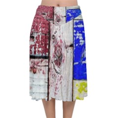 Abstract Art Of Grunge Wood Velvet Flared Midi Skirt by FunnyCow
