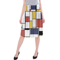 De Stijl Abstract Art Midi Beach Skirt by FunnyCow