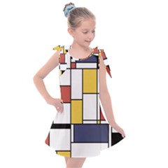 De Stijl Abstract Art Kids  Tie Up Tunic Dress by FunnyCow
