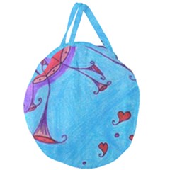 Hearts And Blue Giant Round Zipper Tote by snowwhitegirl