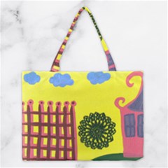 Pink House And Fence Medium Tote Bag by snowwhitegirl