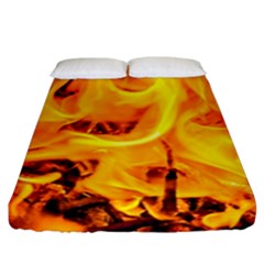 Fire And Flames Fitted Sheet (california King Size) by FunnyCow