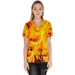 Fire And Flames Scrub Top by FunnyCow