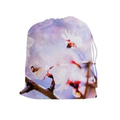 Pink Sakura Purple Background Drawstring Pouches (extra Large) by FunnyCow