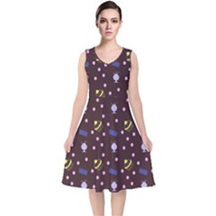 Cakes And Sundaes Chocolate V-neck Midi Sleeveless Dress  by snowwhitegirl