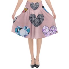 Gem Hearts And Rose Gold Flared Midi Skirt by NouveauDesign