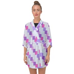 Geometric Squares Half Sleeve Chiffon Kimono by snowwhitegirl