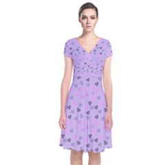 Heart Drops Violet Short Sleeve Front Wrap Dress by snowwhitegirl